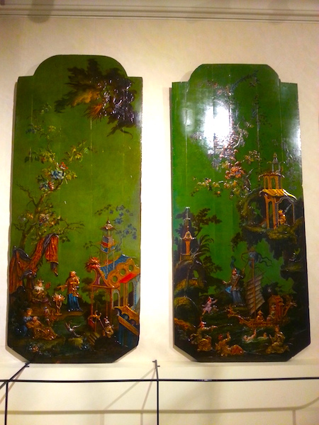 Two of 4 chinoiserie panels: Air and Earth.